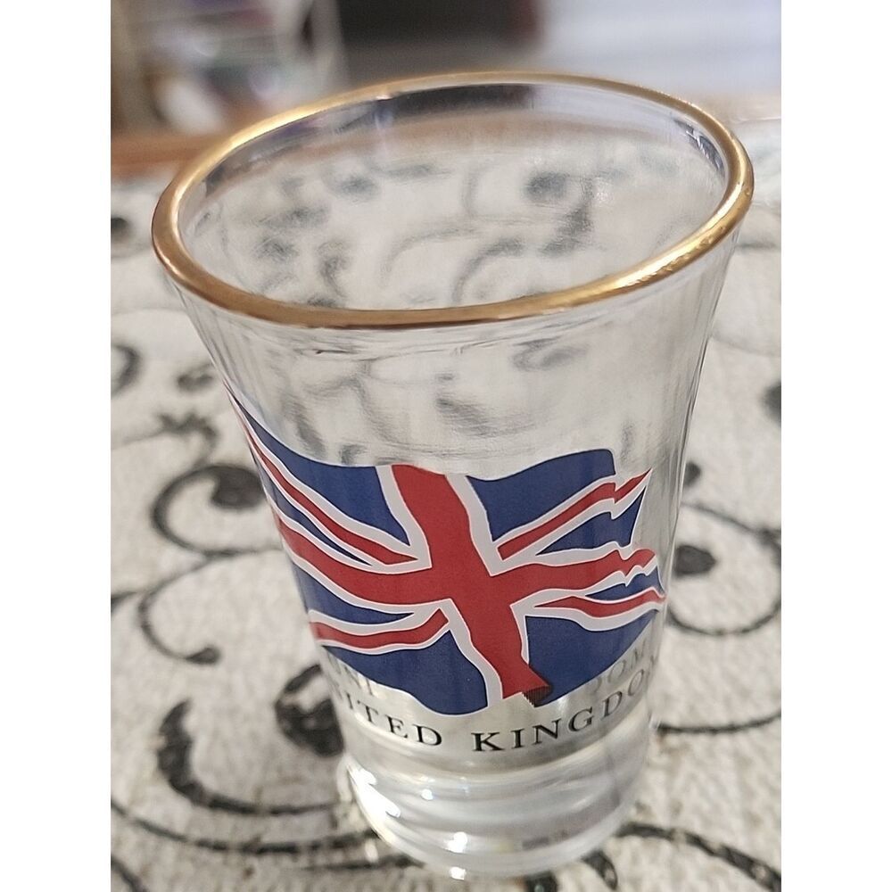 United Kingdom Flag Shot Glass with Gold Rim